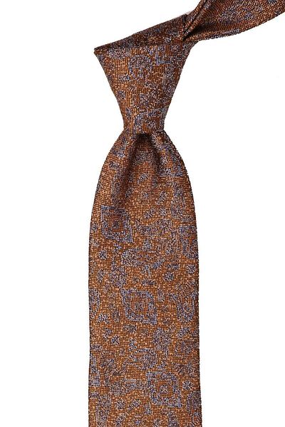 Kravatkolik Men's Saffron Shawl Pattern Classic Necktie with Handkerchief Kk10437