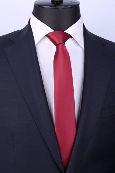 La Pescara Claret Red Slim Plain Satin Tie SK5029
