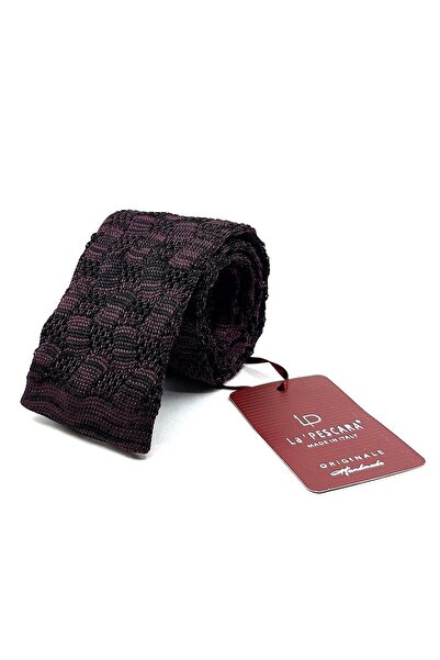 La Pescara Black - Plum Motif Pattern Knitted Tie ORR8357