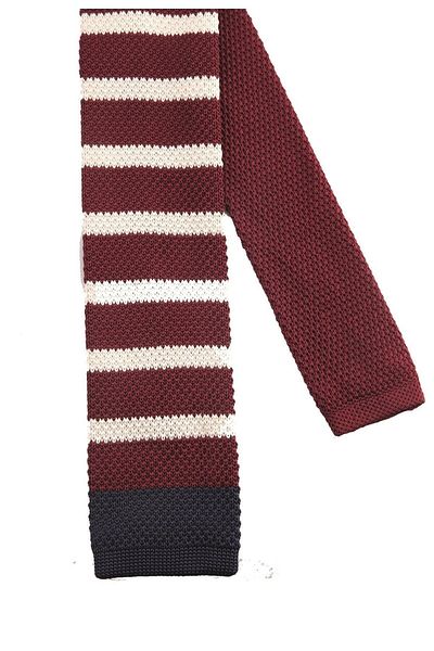 La Pescara Claret Red - White Knitted Tie 8244