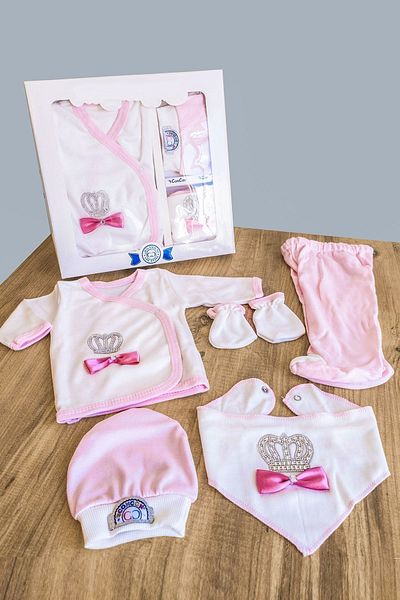 Mom’s Baby Baby Girl Hospital Discharge Newborn Baby Clothing Set Birth Gift 5 Piece Baby Rompers