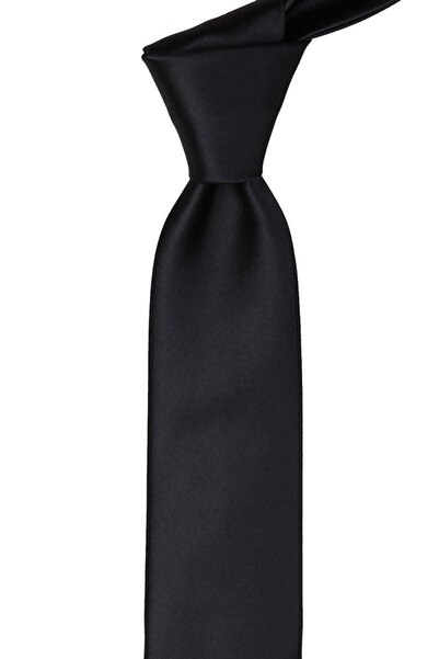 La Pescara Black Slim Plain Satin Tie SK5032
