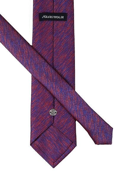 Kravatkolik Orange - Blue Sand Pattern Classic Tie with Handkerchief Kk9442
