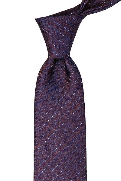 Kravatkolik Brown Line Pattern Classic Tie with Handkerchief Kk9695