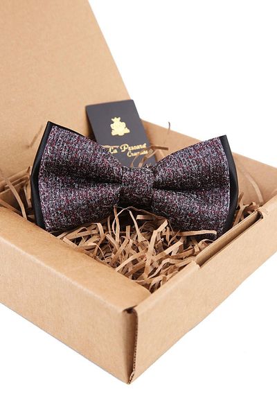 Kravatkolik Gray - Red Sand Pattern Bow Tie P1549