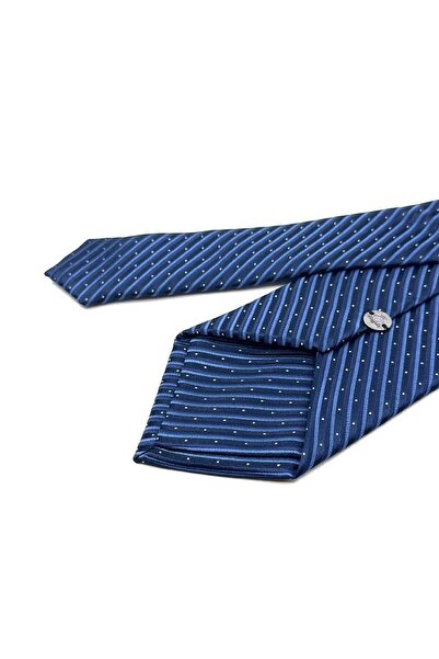 La Pescara Κλασική γραβάτα με μοτίβο μπλε ναυτικό με μαντήλι KK11902