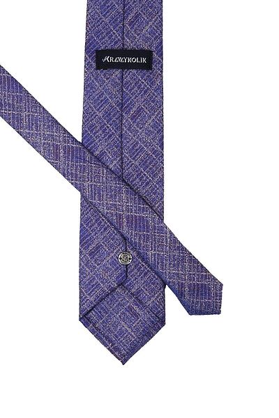 Kravatkolik Men's Blue Brown Classic Necktie with Self Pattern Handkerchief Kk10230
