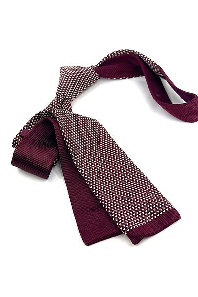 Kravatkolik Claret Red Dot Pattern Knitted Tie ORN8313