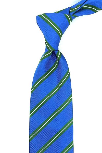 Kravatkolik Sambartole Style Blue Line Pattern Italian Silk Tie Ik1319