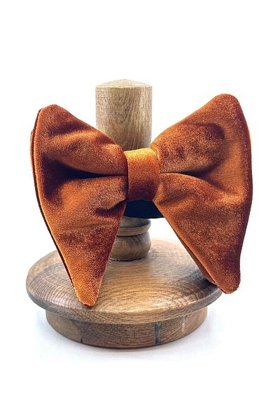 Kravatkolik Brick Color Plain Velvet Bow Tie P1716