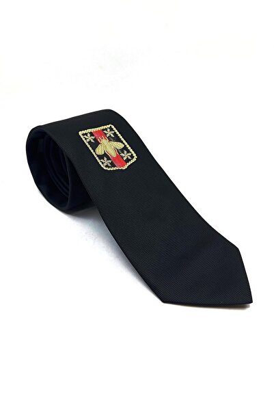 La Pescara Черна гладка вратовръзка с бродерия Kk11683