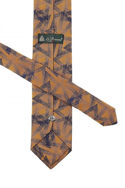 Kravatkolik Saffron Patterned Classic Tie with Handkerchief - Kk10838
