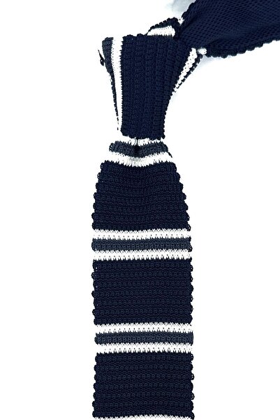 Kravatkolik أزرق داكن - ربطة عنق محبوكة مخططة مدخنة GR8379