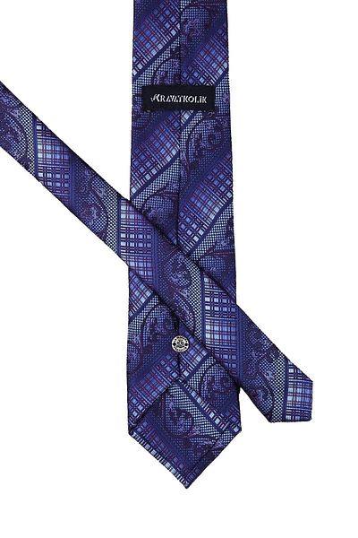 Kravatkolik Blue - Plum Motif Pattern Classic Tie with Handkerchief Kk10149