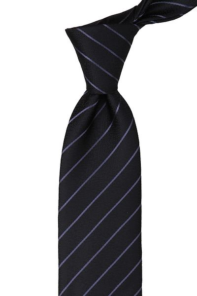 Kravatkolik Classic Tie with Black Line Pattern Handkerchief Kk9933