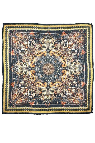Kravatkolik Navy Blue - Orange Hand Stitched Italian Wool Pocket Handkerchief WL15