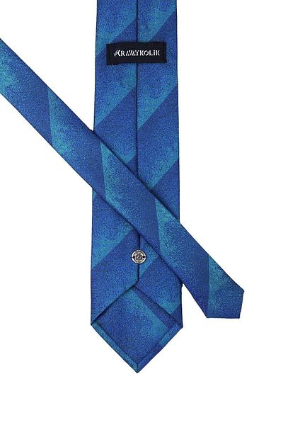 Kravatkolik Men's Blue Green Sand Pattern Classic Necktie with Handkerchief Kk10013