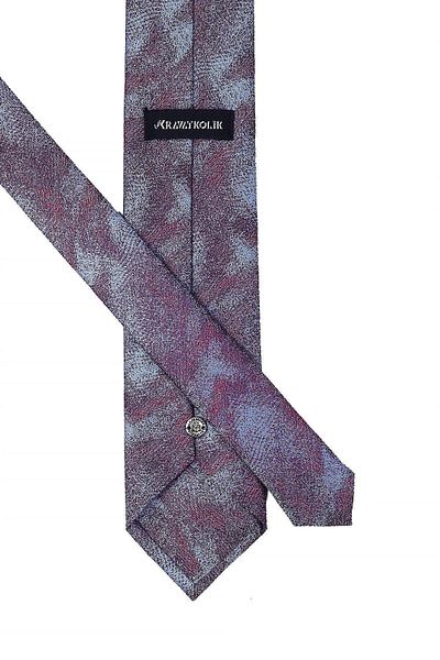 Kravatkolik Blue - Red Sand Pattern Classic Tie with Handkerchief Kk10544