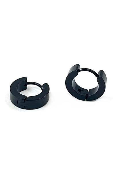 Kravatkolik Black Round Unisex Earrings EAR20