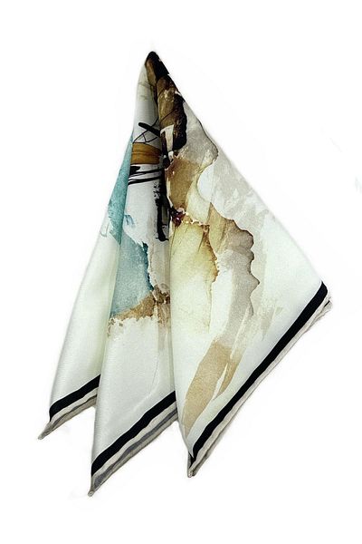 Kravatkolik Black - Cream Motif Pattern Men's Pocket Tissue SPS622-102