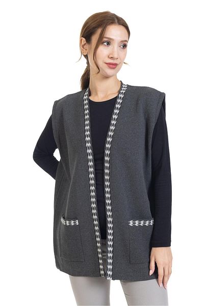 Mutlu City Women's Middle-Aged and Above Knitwear Knitted Simple Pattern Buttonless Mother Vest 338