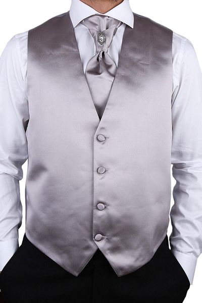 Kravatkolik Silver Color Groom Vest Ylk03