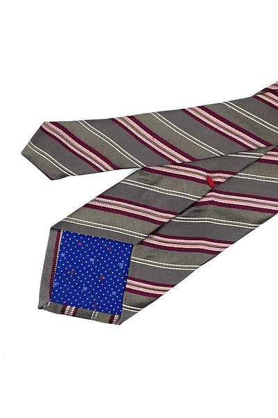 Kravatkolik Sumudica Style Mink Line Pattern Italian Silk Tie Ik1232