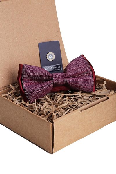 Kravatkolik Men's Burgundy Sand Pattern Bow Tie P1054