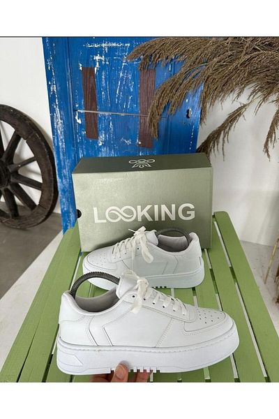 LA 1 END Perforated White Classic Shoes - Stitched Side and Orthopedic Sole