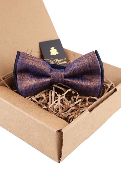 Kravatkolik Men's Saffron Plaid Pattern Bow Tie P1487