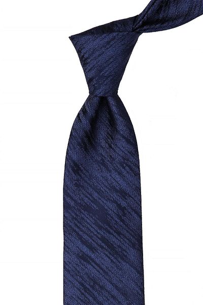 Kravatkolik Men's Navy Blue Motif Pattern Classic Necktie with Handkerchief Kk10529