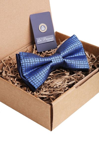 Kravatkolik Blue Plaid Pattern Bow Tie