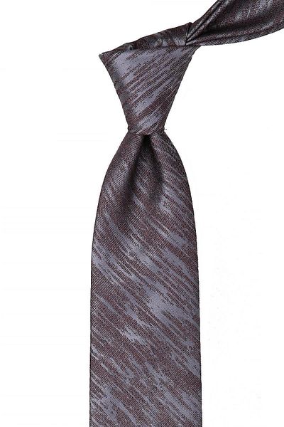 Kravatkolik Classic Tie with Gray Motif Pattern Handkerchief Kk10527