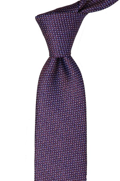 Kravatkolik Brown - Blue Dot Pattern Classic Tie with Handkerchief Kk9665