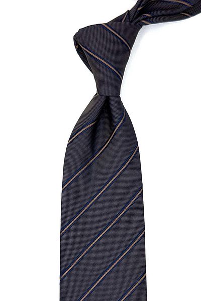 Kravatkolik Patterned Brown Stripe Tie with Handkerchief - KK12528