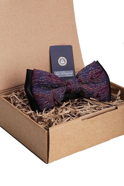 Kravatkolik Men's Plum Patterned Bow Tie