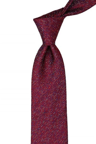 Kravatkolik Claret Red Sand Pattern Classic Tie with Handkerchief Kk10391