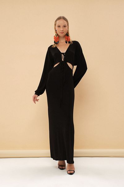 Eda Taşpınar Cut-Out Detailed Flowing Dress TEKS-00038