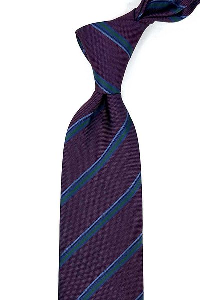 Kravatkolik Claret Red Line Pattern Classic Tie with Handkerchief KK12267