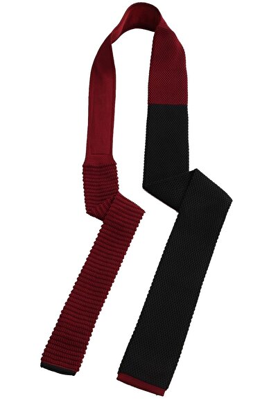 La Pescara Men's Black - Claret Red Plain Knitted Tie Knitted 8272 KRVT8690002221424