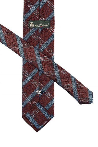 Kravatkolik Brown Plaid Pattern Classic Tie with Handkerchief Kk10756