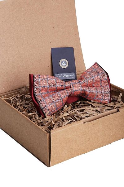 Kravatkolik Orange Plaid Pattern Bow Tie P1251