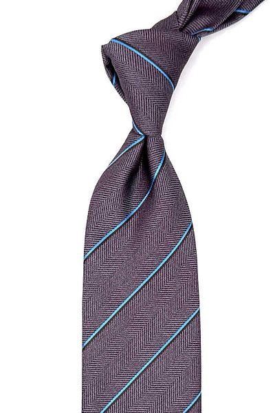 Kravatkolik Red-Grey Striped Classic Tie with Handkerchief - KK12637