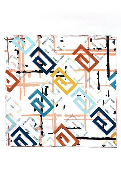 La Pescara White Motif Pattern Men's Pocket Handkerchief Sps574-28