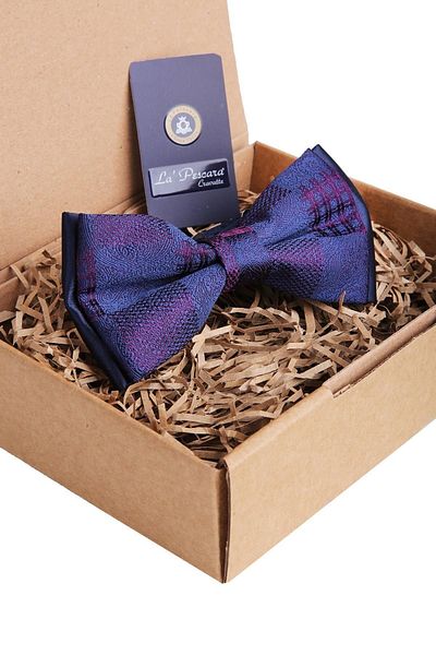 Kravatkolik Navy Blue Motif Pattern Bow Tie P897