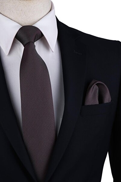 Kravatkolik Men's Gray Black Dot Pattern Classic Tie with Handkerchief Kk10358