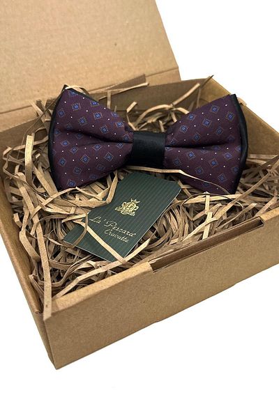 La Pescara Claret Red Small Pattern Bow Tie P1711