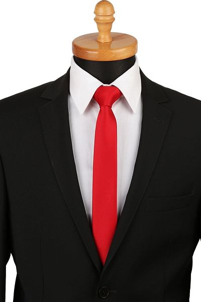 La Pescara Men's Red Self Pattern Very Thin Necktie UST22 KRVT8690002222054