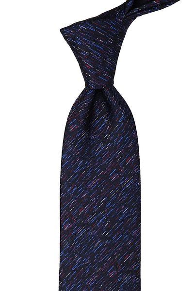 Kravatkolik Men's Navy Blue Sand Pattern Classic Necktie with Handkerchief Kk10039