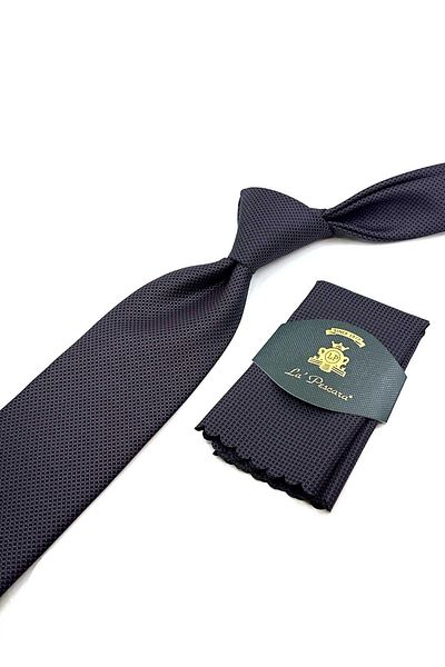 Kravatkolik Classic Necktie with Smoked Dot Pattern Handkerchief KK12400